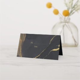 Mesa cartão de lugar preto e Dourado Marble