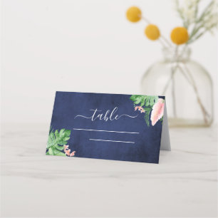 Mesa Cartão de Marinho Azul de Casamento de Palma Trop