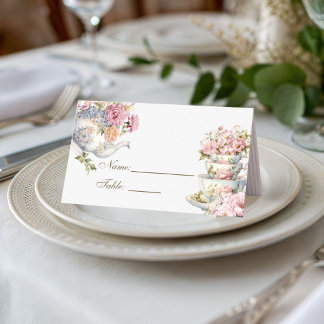 Mesa Cartão de Nome de Chá Elegante Vintage