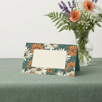 Cartão de nome de convidado com padrão de flores d