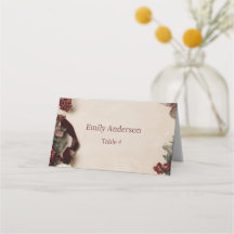 Cartão de Posicionamento Floral Burgundy de Natal