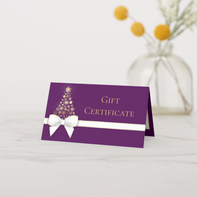 Mesa Cartão de Presente Árvore de Natal Roxo Flocos de  (Frente)