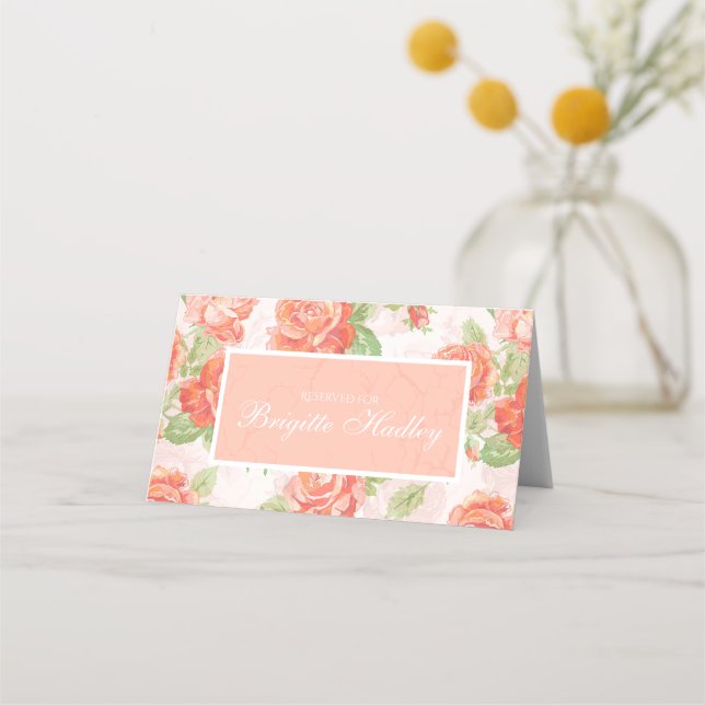 Mesa Cartão de rosa floral laranja (Frente)