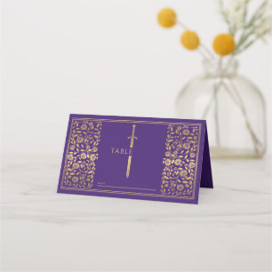 Mesa Cartão Real Real de Casamento de Espadas Roxo Medi