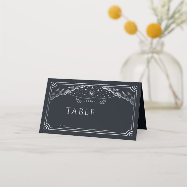 Mesa Casamento com Cartão Tarot Gótico de Prata Elegant (Frente)