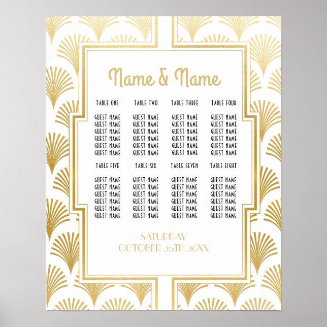 Mesa Casamento Gatsby Art Deco Poster Seating (Frente)