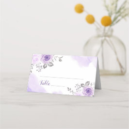 Mesa Chic Pastel Purple Flowers Cartão de Casamento