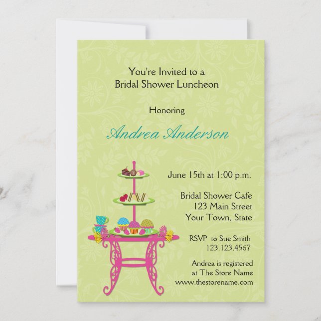 Mesa da sobremesa, almoço nupcial, convite do chá (Frente)