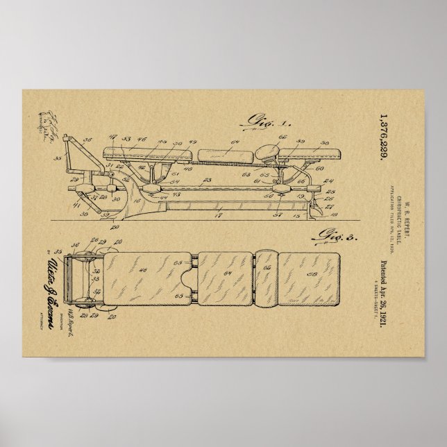 mesa de 1921 da Chiropractic Impressão (Frente)