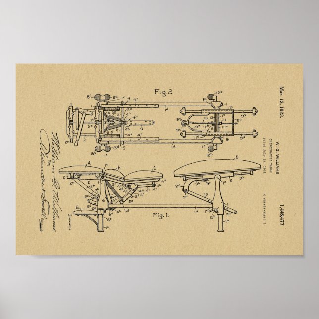mesa de 1923 Vintage Chiropractic Impressão (Frente)