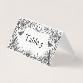Mesa de Casamento Botânica Gótica Preto e Branco