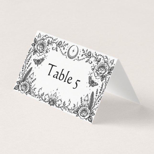 Mesa de Casamento Botânica Gótica Preto e Branco (Frente)