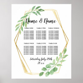 Mesa De Casamento Deixa O Poster de Assento Dourad