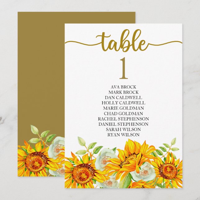 Mesa de Plano de Assentos Cartão Adorável Caligraf (Frente/Verso)