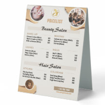 Mesa de preço do serviço de beleza - Dourado minim