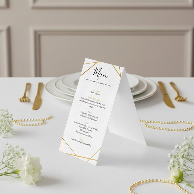 mesa do menu de recepção de casamento geométrica D (Geometric gold wedding menu)