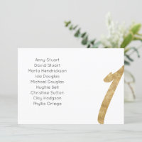 mesa Dourada 1 número de tabela Cartão de lugar