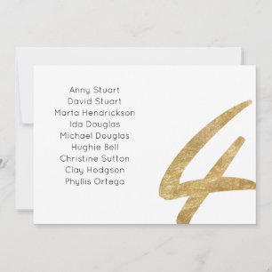 mesa Dourada 4 número da tabela Cartão de lugar