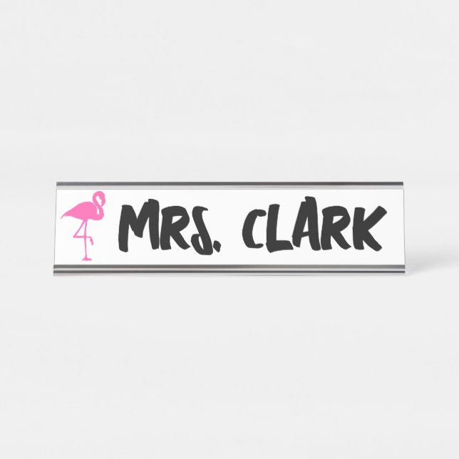 Mesa FLAMINGO DESK Placa de Nome Personalizada do Profe (Frente)