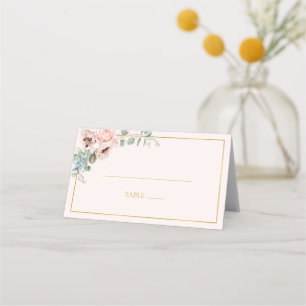 Mesa Floral de Blush Elegante Cartão de Local Dobrad