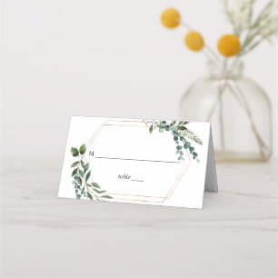 Mesa Folhas e Cartão de Lugar Dourado do Eucalyptus