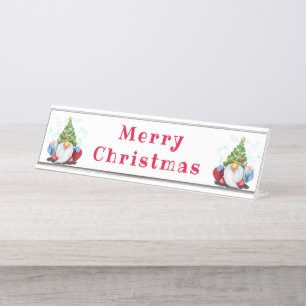 Mesa Gnomo Cachorro de Natal Placa
