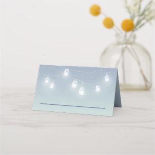 Mesa Luzes brancas - Cartão de Recepção - Verde Azul