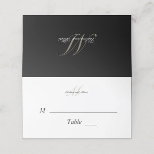 Mesa Monograma de Script Preto com Cartão de Colocação 