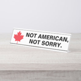 Mesa Não Americano, não lamento a placa de nome do escr