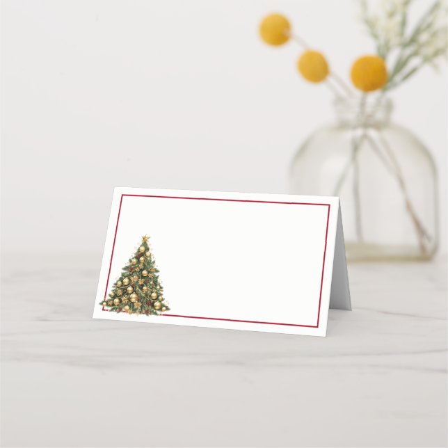 Mesa Nome Local Cartão de Árvore de Natal (Frente)