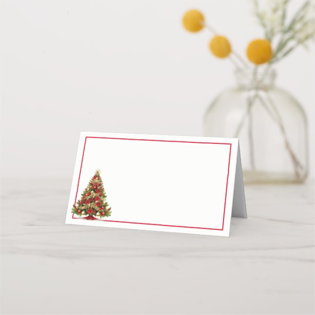Mesa Nome Local Cartão de Árvore de Natal (Frente)