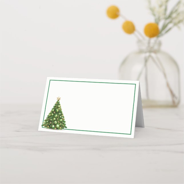 Mesa Nome Local Cartão de Árvore de Natal (Frente)