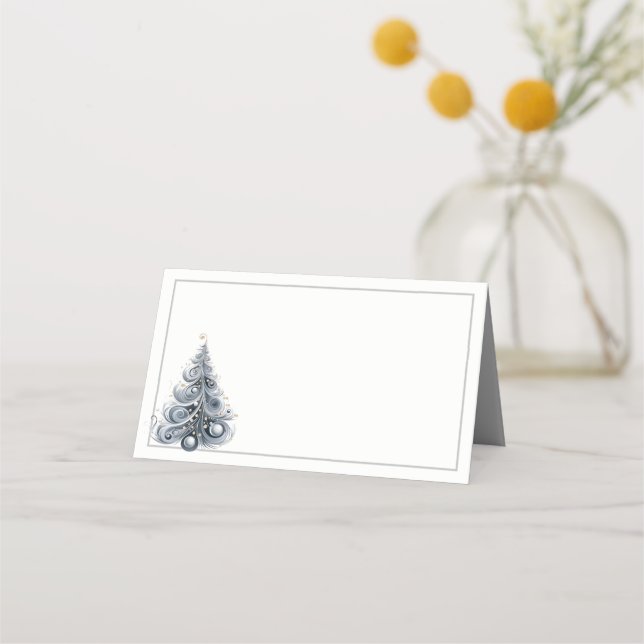 Mesa Nome Local Cartão de Árvore de Natal (Frente)