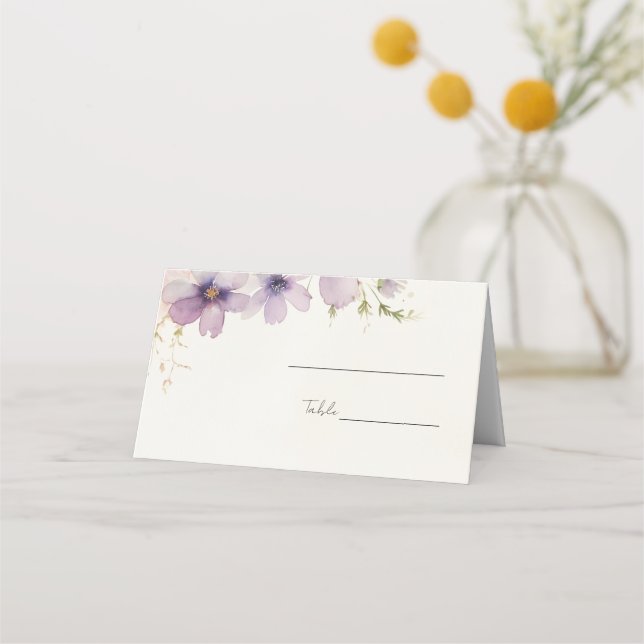 Mesa pastel azul cosmos flores cartão de casamento (Frente)