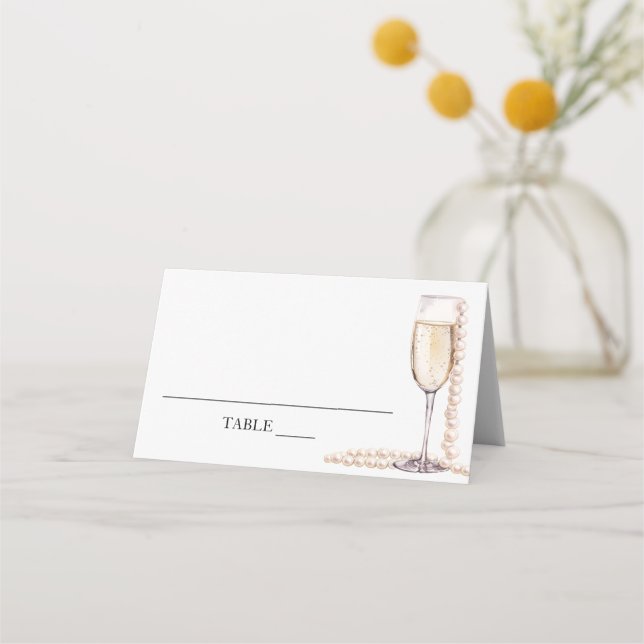 Mesa Pérolas Elegantes e Prosecco Dobrado Cartão de Pos (Frente)