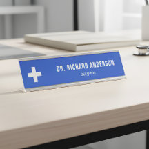 Placa de Identificação Azul Real Moderna para Ofic