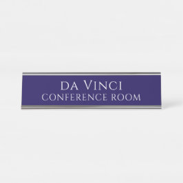 Mesa Placa de identificação da sala de conferências azu
