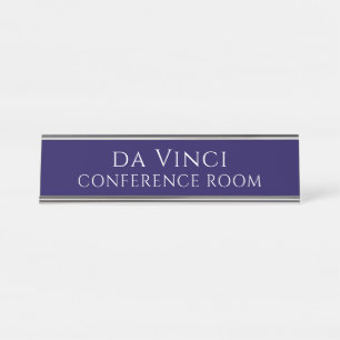 Mesa Placa de identificação da sala de conferências azu