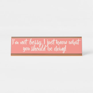 Mesa Placa de identificação Dourado cor-de-rosa Sassy