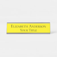 Placa de nome amarelo simples