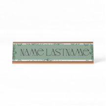 Placa de Nome com Folhas Verdes Personalizável