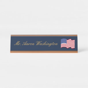 Mesa Placa de Nome de Bandeira Americana Clássica
