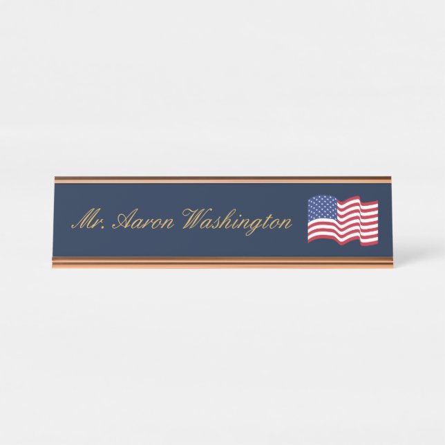 Mesa Placa de Nome de Bandeira Americana Clássica (Frente)