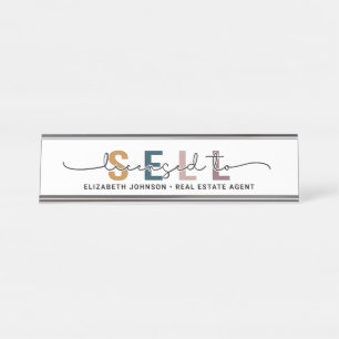 Mesa Placa de Nome de Corretor Personalizada Moderna Li