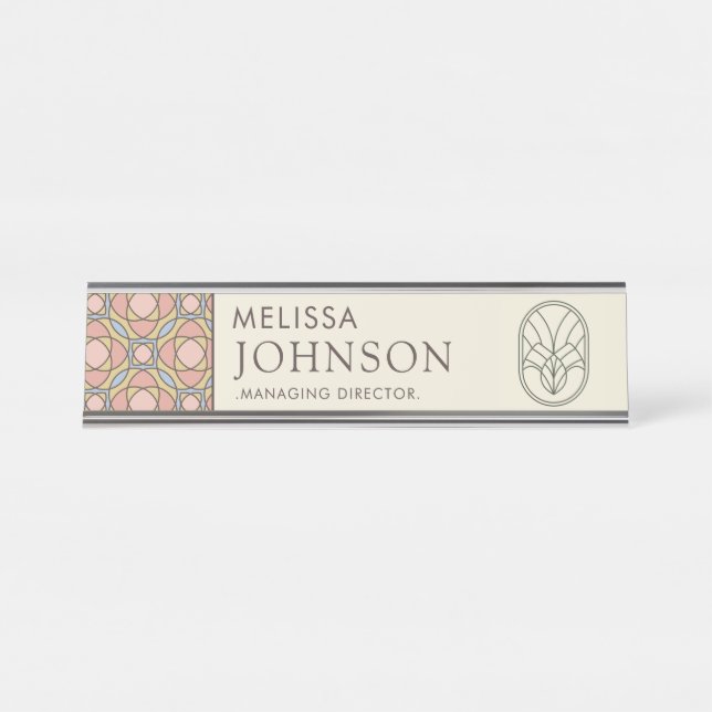 Mesa Placa de Nome de Escritório de Skincare Geométrico (Frente)