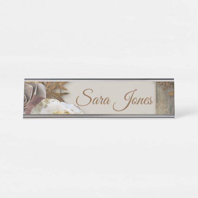 Mesa Placa de Nome de Frame Floral de Flor (Frente)