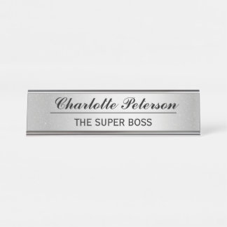 Mesa Placa de Nome de Metal Prata Engraçada Personaliza