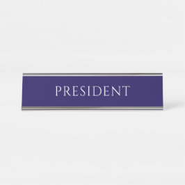 Mesa Placa de Nome de Presidente Azul Elegante