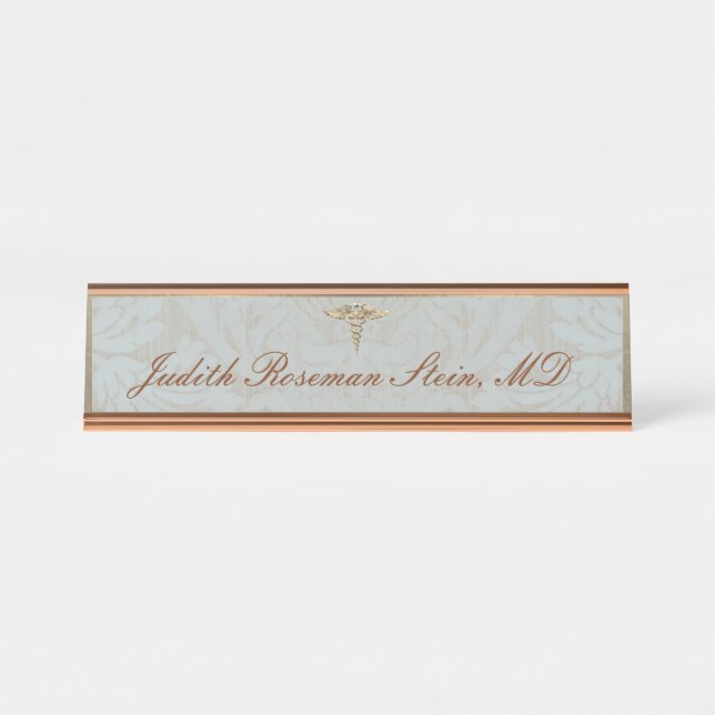 Mesa Placa de Nome de Profissional Médico Elegante (Frente)