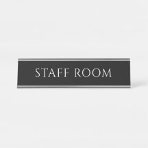 Placa de Nome de Sala de Funcionários Preta Elegan